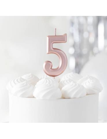 1 Świeczka Cyfra 5 Różowe Złoto 420256 rose gold urodzinowa