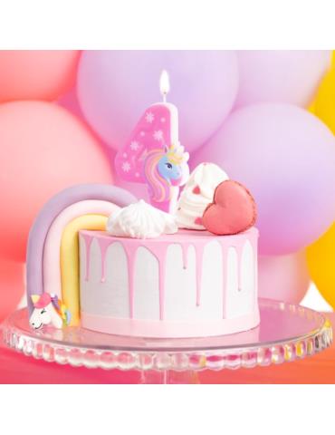 1 Świeczka Cyfra 4 Jednorożec 138045 urodzinowa na tort unicorn