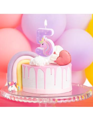 1 Świeczka Cyfra 5 Jednorożec 138052 urodzinowa na tort unicorn