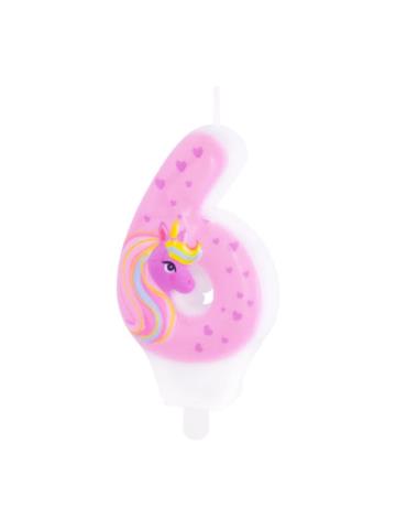 1 Świeczka Cyfra 6 Jednorożec 138069 urodzinowa na tort unicorn