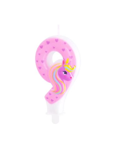1 Świeczka Cyfra 9 Jednorożec 138090 urodzinowa na tort unicorn