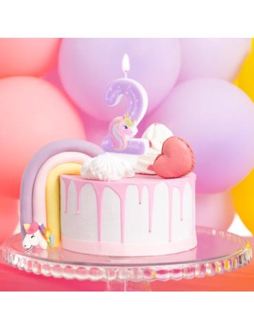 1 Świeczka Cyfra 2 Jednorożec 138021 urodzinowa na tort unicorn