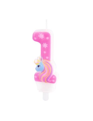 Świeczka Cyfra 1 Jednorożec 138014 urodzinowa unicorn na tort