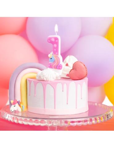 1 Świeczka Cyfra 1 Jednorożec 138014 urodzinowa unicorn na tort