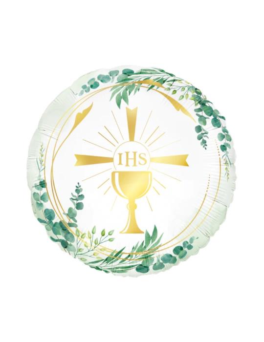 1 Balon Komunia IHS Foliowy 45cm 149935 złoty