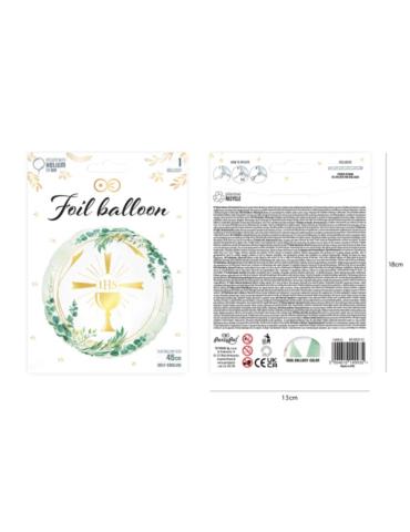 1 Balon Komunia IHS Foliowy 45cm 149935 złoty