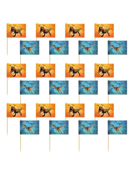 1 Wykałaczki Dinozaur T-Rex 24szt 50612 do Tortu urodziny przyjęcia do ciasta Jurassic Park Jurassic World