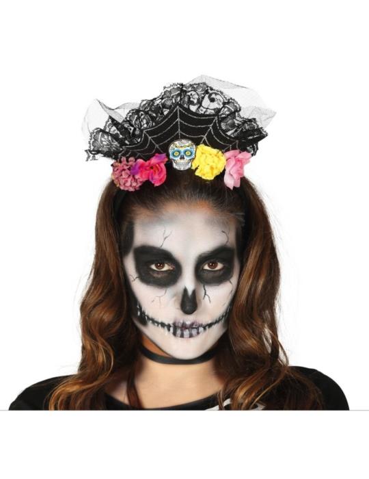 Opaska halloween kwiaty z czaszką 26269 los muertos meksykańskie