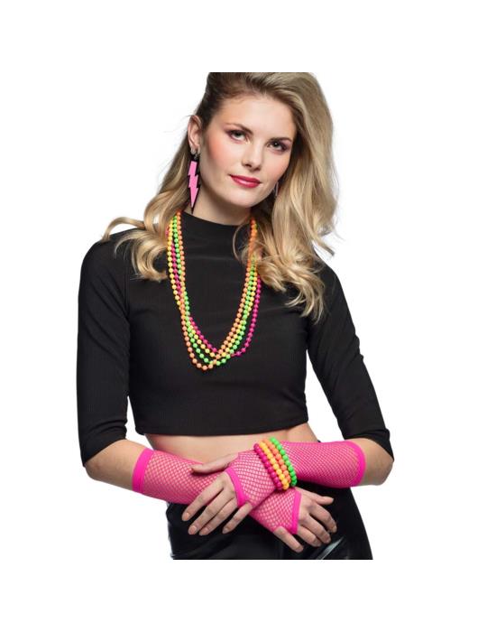 Zestaw Disco Lata 80-te PRL Retro 44611 Korale, getry, rękawiczki, bransoletki, kolczyki