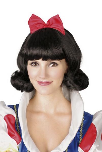 Peruka Królewna Śnieżka 86062 czarna z grzywką i kokardą