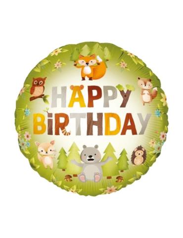 1 Balon foliowy Leśni przyjaciele 149737 Happy Birthday 45cm