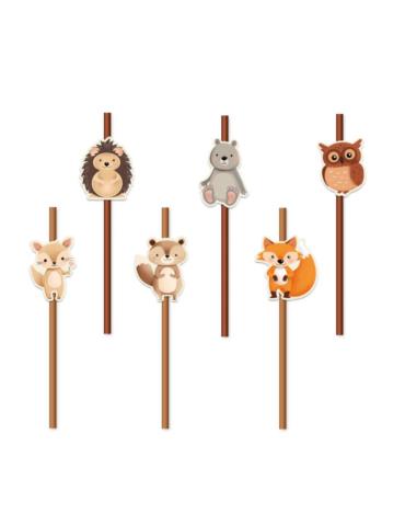 1 Słomki Leśni przyjaciele 6szt 149829 papierowe