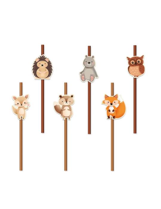 1 Słomki Leśni przyjaciele 6szt 149829 papierowe