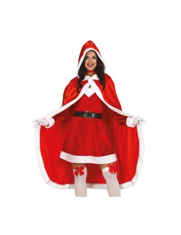 1 Peleryna Mikołajki Śnieżynki 41251BZ czerwona z kapturem