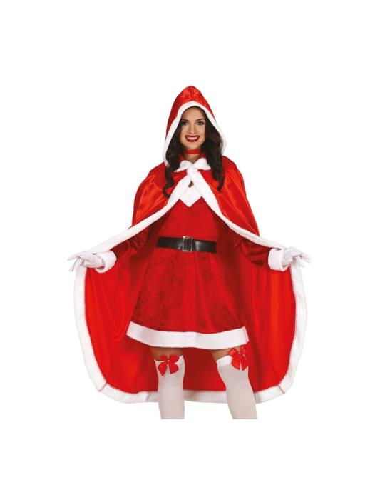 1 Peleryna Mikołajki Śnieżynki 41251BZ czerwona z kapturem