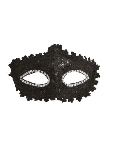 1 Maska Wenecka Czarna 12908BZ z kryształkami