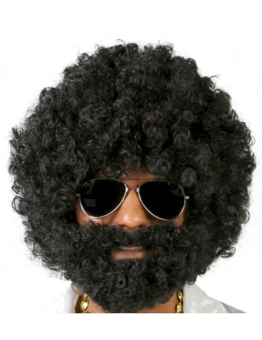 Peruka Męska Czarna Afro z Brodą 4869BZ