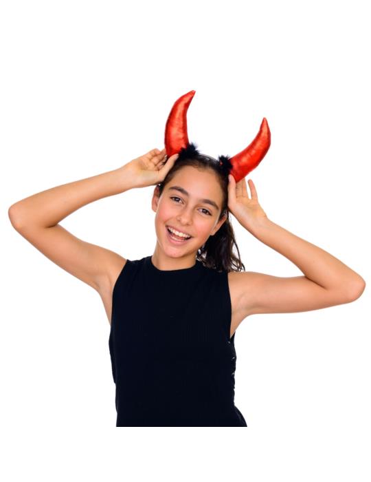 Opaska Diabełek z puszkiem TC53301 Rogi diabła czerwone