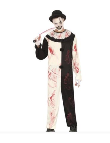 1 Ad Strój Klaun Pierrot 88915BZ L halloween zakrawawiony biało-czarny