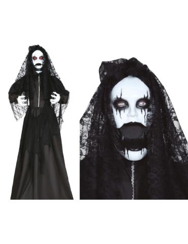 1 Dekoracja Opętana Panna Młoda 24860BZ stojąca 170cm welonem czarna światło dźwięk ruch halloween