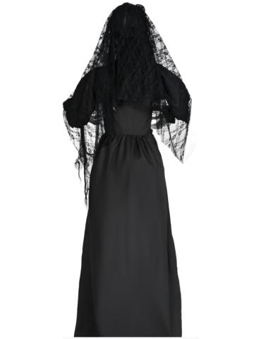 1 Dekoracja Opętana Panna Młoda 24860BZ stojąca 170cm welonem czarna światło dźwięk ruch halloween