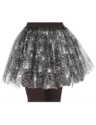 1 Strój Spódnica TuTu z Pajęczyną19013BZ 2-4 lata 30cm pająkami srebrna halloween