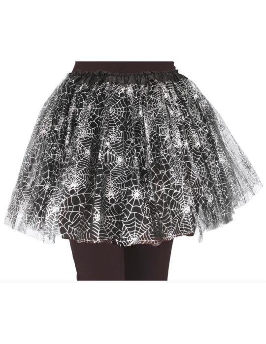 1 Strój Spódnica TuTu z Pajęczyną19013BZ 2-4 lata 30cm pająkami srebrna halloween