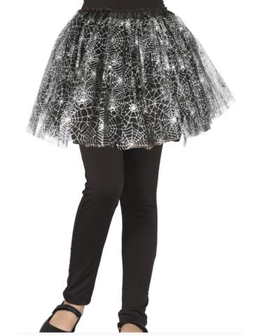 1 Strój Spódnica TuTu z Pajęczyną19013BZ 2-4 lata 30cm pająkami srebrna halloween