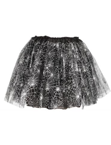 1 Strój Spódnica TuTu z Pajęczyną19013BZ 2-4 lata 30cm pająkami srebrna halloween