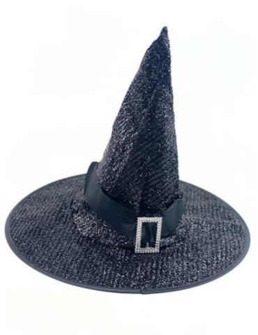 1 Kapelusz Czarownicy z Klamrą TC58726 srebrna czarny halloween