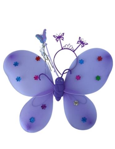 1 Zestaw Motylek Fioletowy Opaska 12055F Różdżka Skrzydła motyla 49x37cm