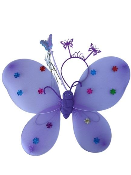 1 Zestaw Motylek Fioletowy Opaska 12055F Różdżka Skrzydła motyla 49x37cm