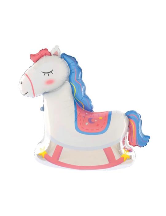 1 Balon Koń na Biegunach 84x83cm 151143 foliowy baby shower narodziny dziecka