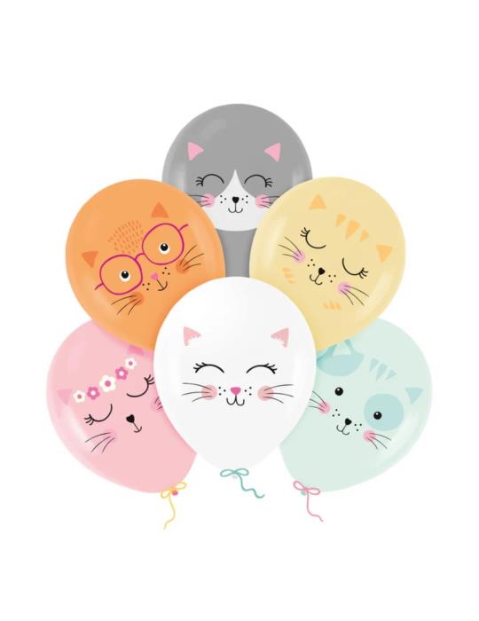 1 Balony Kotki Koty 6szt 151181 lateksowe kicia kocia urodzinowe