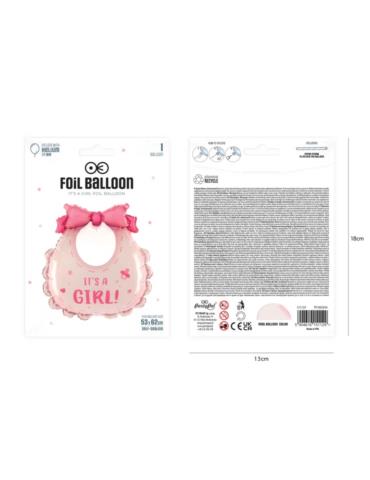 1 Balon Śliniak Its a Girl 151129 różowy foliowy 53x62cm baby shower narodziny dziecka dziewczynka