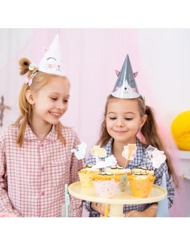 1 Czapeczki Kotki Koty Urodzinowe 151273 6szt papierowe Kicia kocia