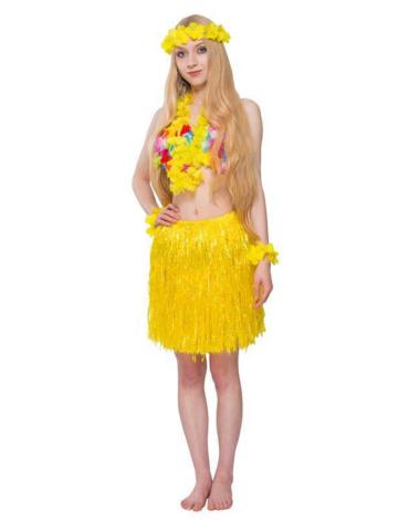 1 Zestaw Hawajski Żółty CA263 5el spódnica naszyjnik opaska bransoletki