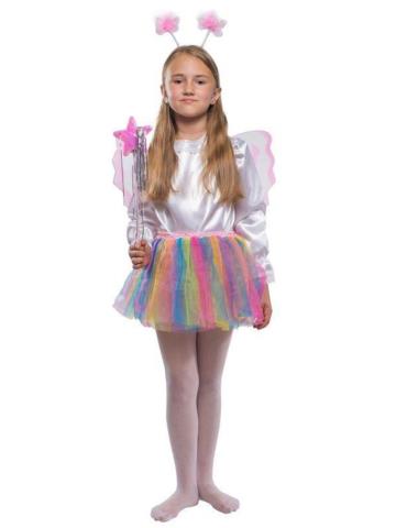 1 Zestaw Strój Motylka Tęczowy CA298 spódniczka tutu skrzydła różdżka opaska