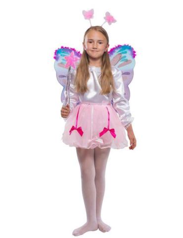 1 Zestaw Strój Motylka Różowy CA297 spódniczka tutu skrzydła różdżka opaska