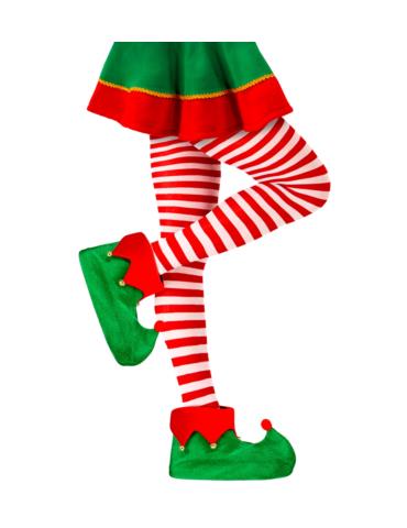 1 Rajstopy w paski Biało-Czerwone CA507 Dla dorosłych damskie S/M Elfa Pomocnika Mikołaja