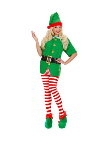 1 Rajstopy w paski Biało-Czerwone CA507 Dla dorosłych damskie S/M Elfa Pomocnika Mikołaja