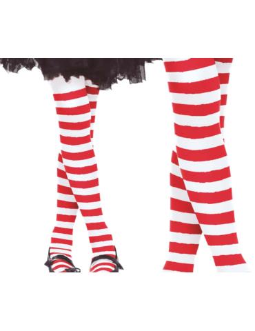 1 Rajstopy w paski Biało-Czerwone CA506 dla dzieci 7-10 lat S/M Elfa Pomocnika Mikołaja