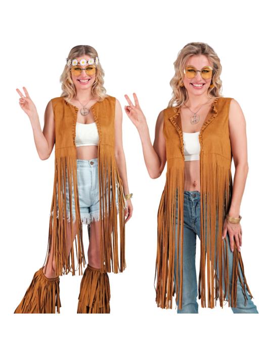 1 Ad Strój Hipiski Hipisa 13672W Kamizelka Długa brązowa Hippie Lata 70-te kowbojka